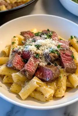 Garlic Parmesan Steak Pasta