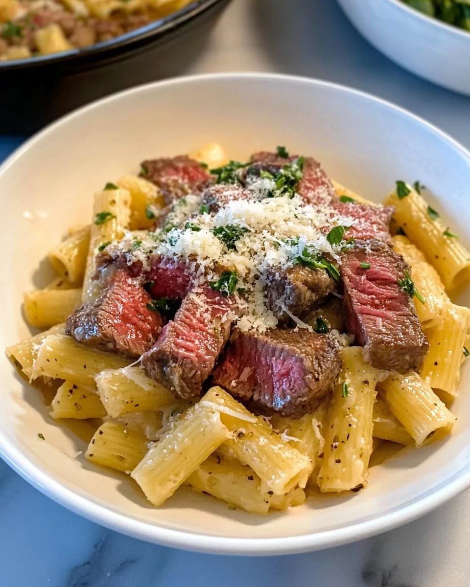 Garlic Parmesan Steak Pasta