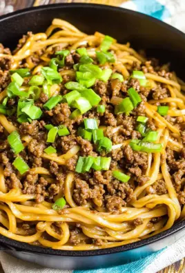 Ground Beef Mongolian Noodles