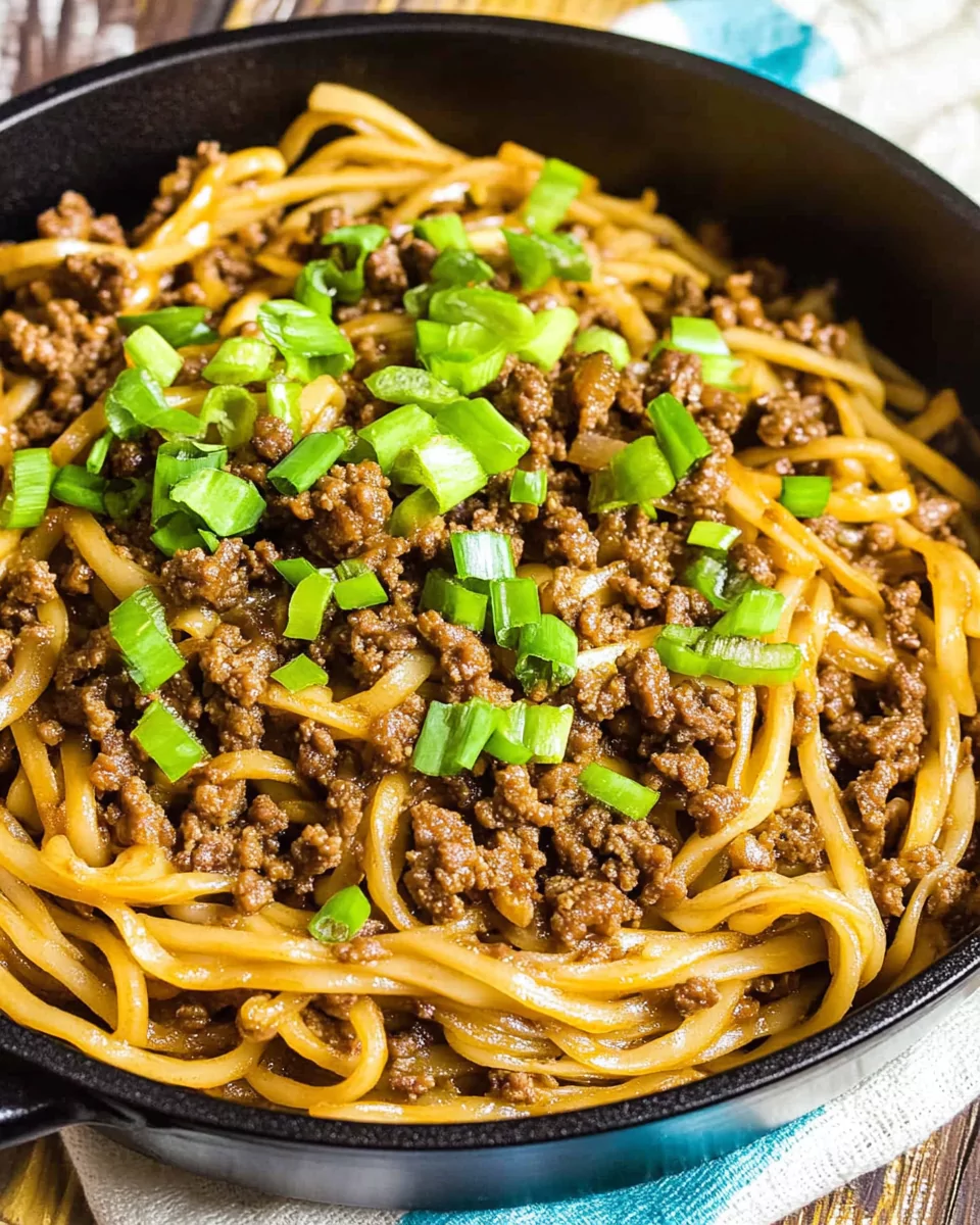 Ground Beef Mongolian Noodles