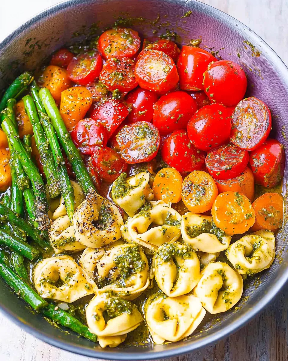 Pesto Chicken Tortellini and Veggies