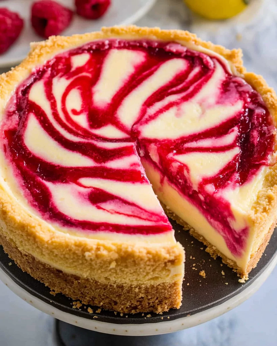 Raspberry Swirl Lemon Cheesecake