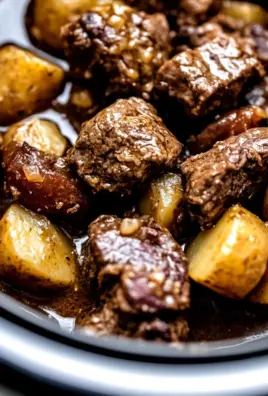 Slow Cooker Garlic Butter Beef Bites & Potatoes