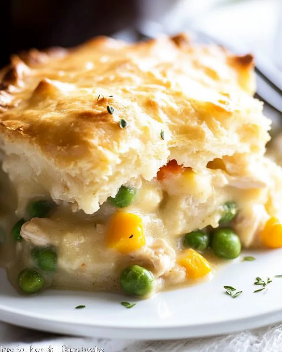 Cheddar Biscuit Topped Harvest Chicken Pot Pie