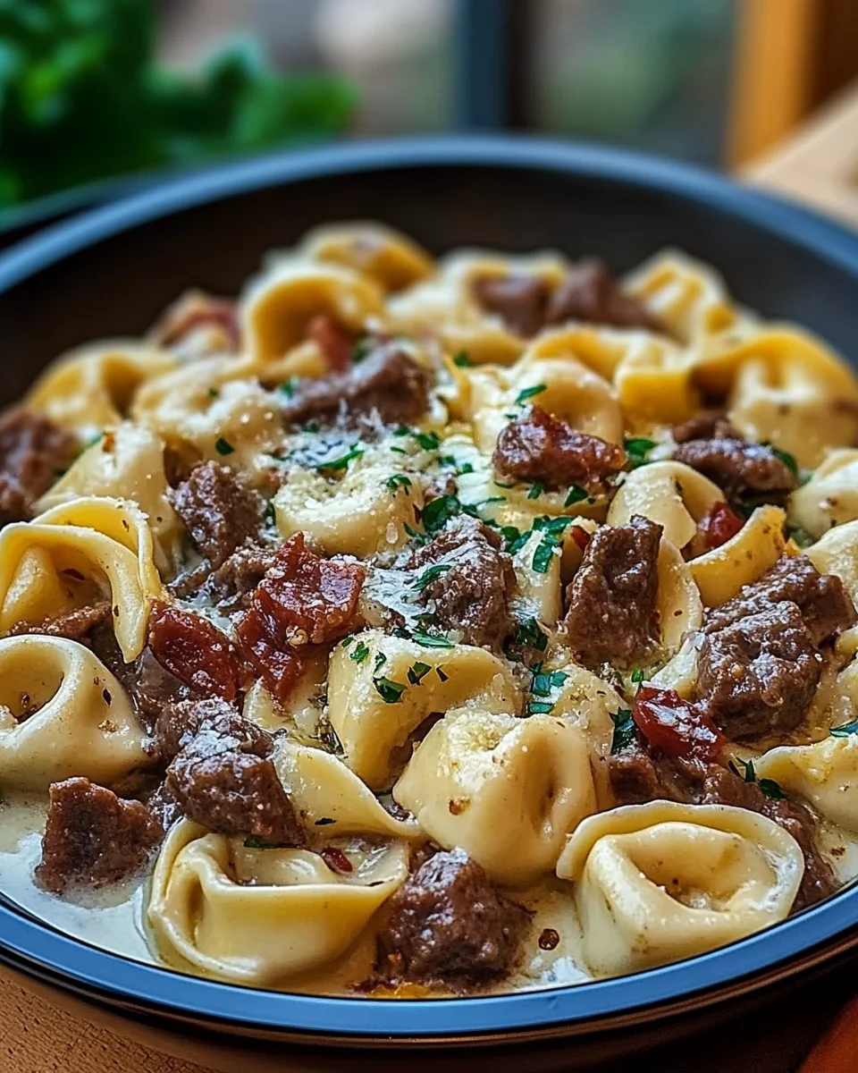 Cheesesteak Tortellini in Rich Provolone Sauce 1 Cheesesteak