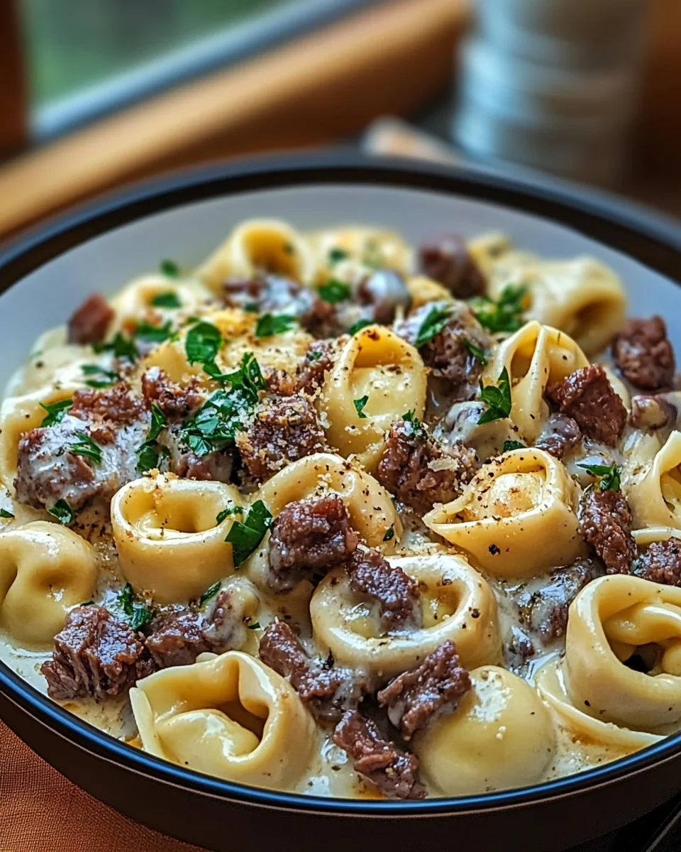 Cheesesteak Tortellini in Rich Provolone Sauce 2 Cheesesteak