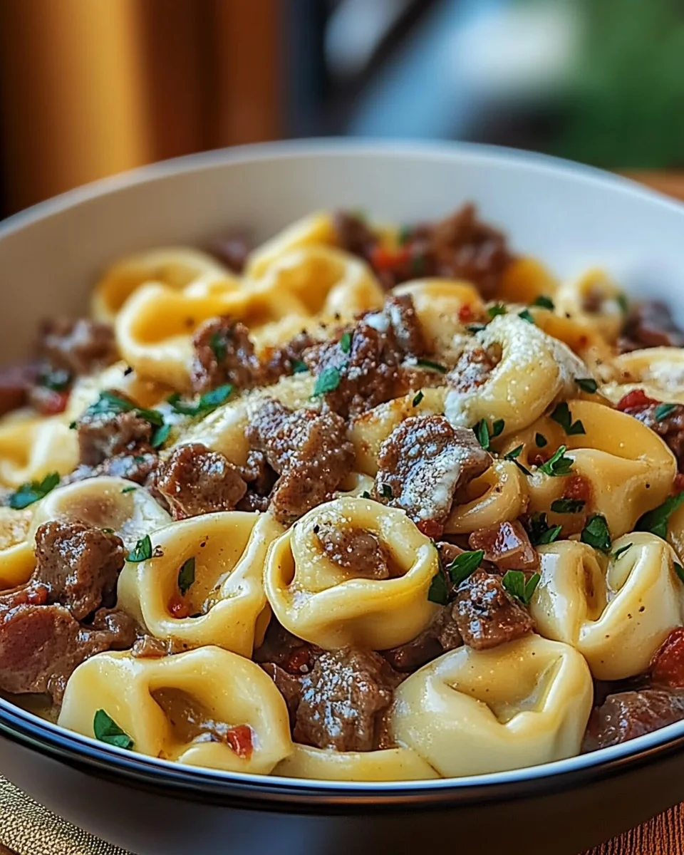 Cheesesteak Tortellini in Rich Provolone Sauce 3 Cheesesteak