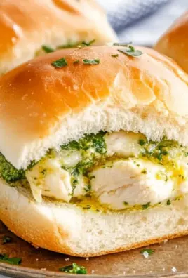 Cheesy Garlic Pesto Chicken Sliders
