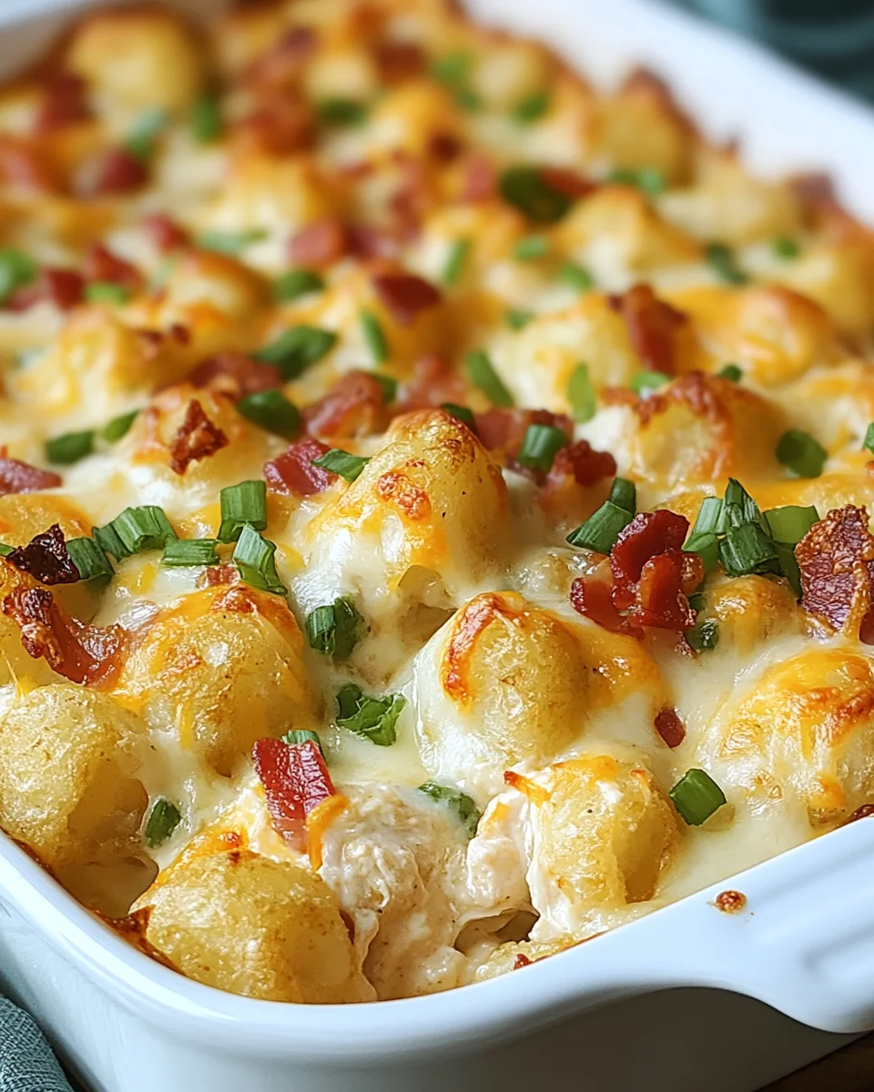 Chicken Bacon Ranch Tater Tot Casserole