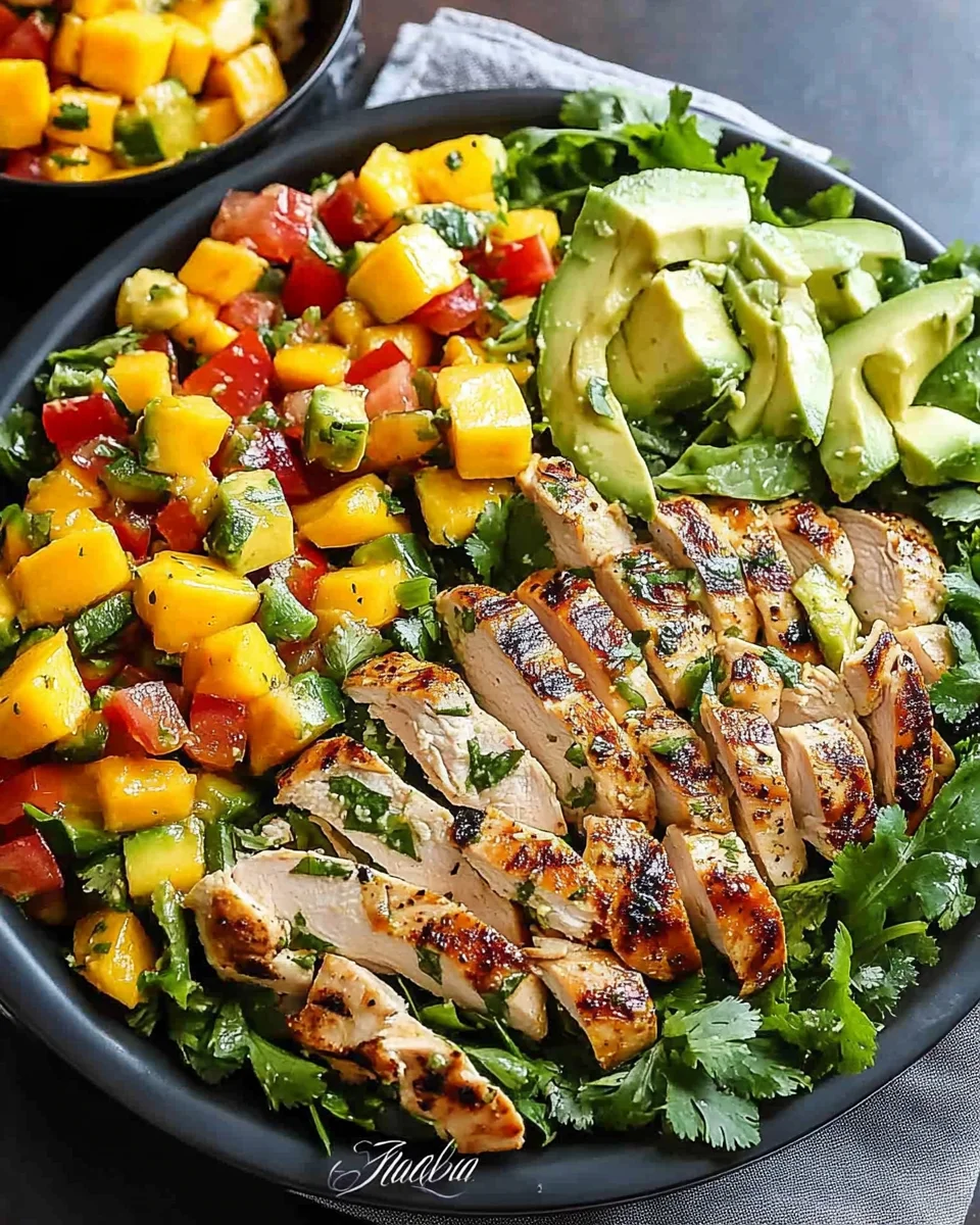 Cilantro Lime Chicken Salad with Mango Avocado Salsa