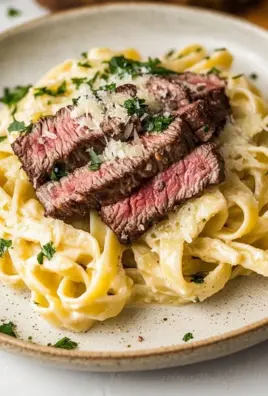 Creamy Garlic Parmesan Steak Pasta