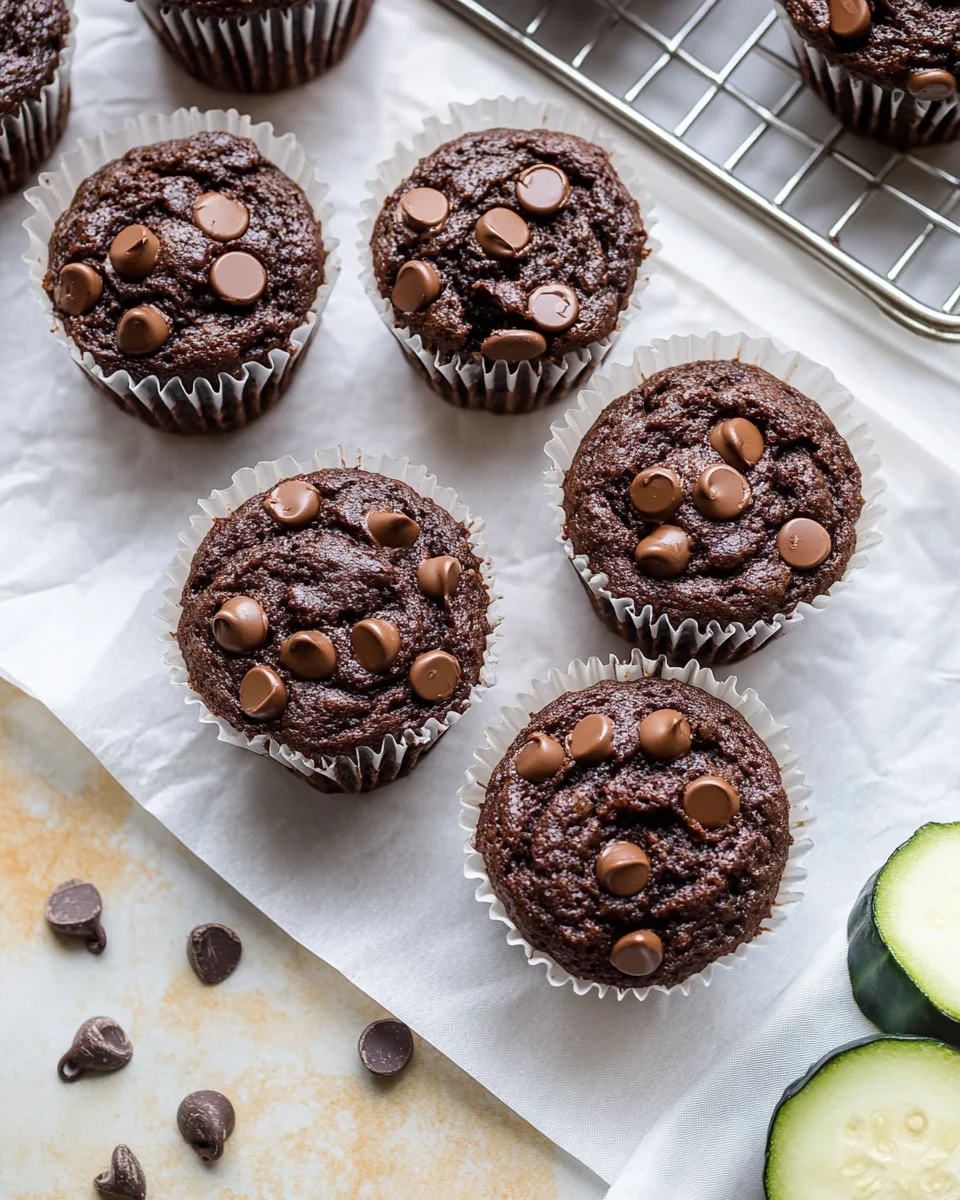 Healthy & Moist Chocolate Zucchini Muffins