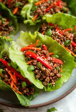 Asian Style Ground Beef Lettuce Wraps