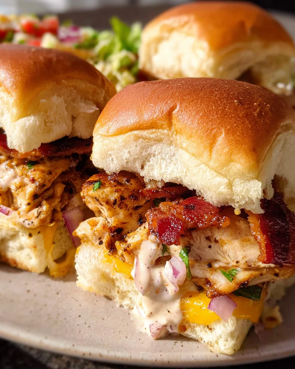 Bacon Ranch BBQ Chicken Sliders