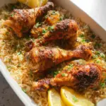 Baked Chicken Legs and Rice
