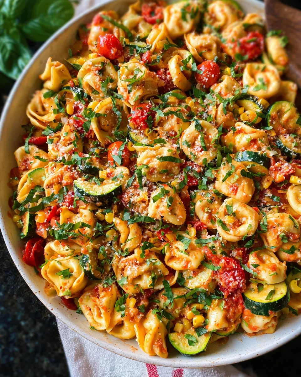 Cheese Tortellini with Summer Veggies 22 Cheese