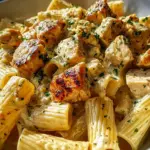 Creamy Garlic Butter Chicken and Rigatoni in Parmesan Sauce