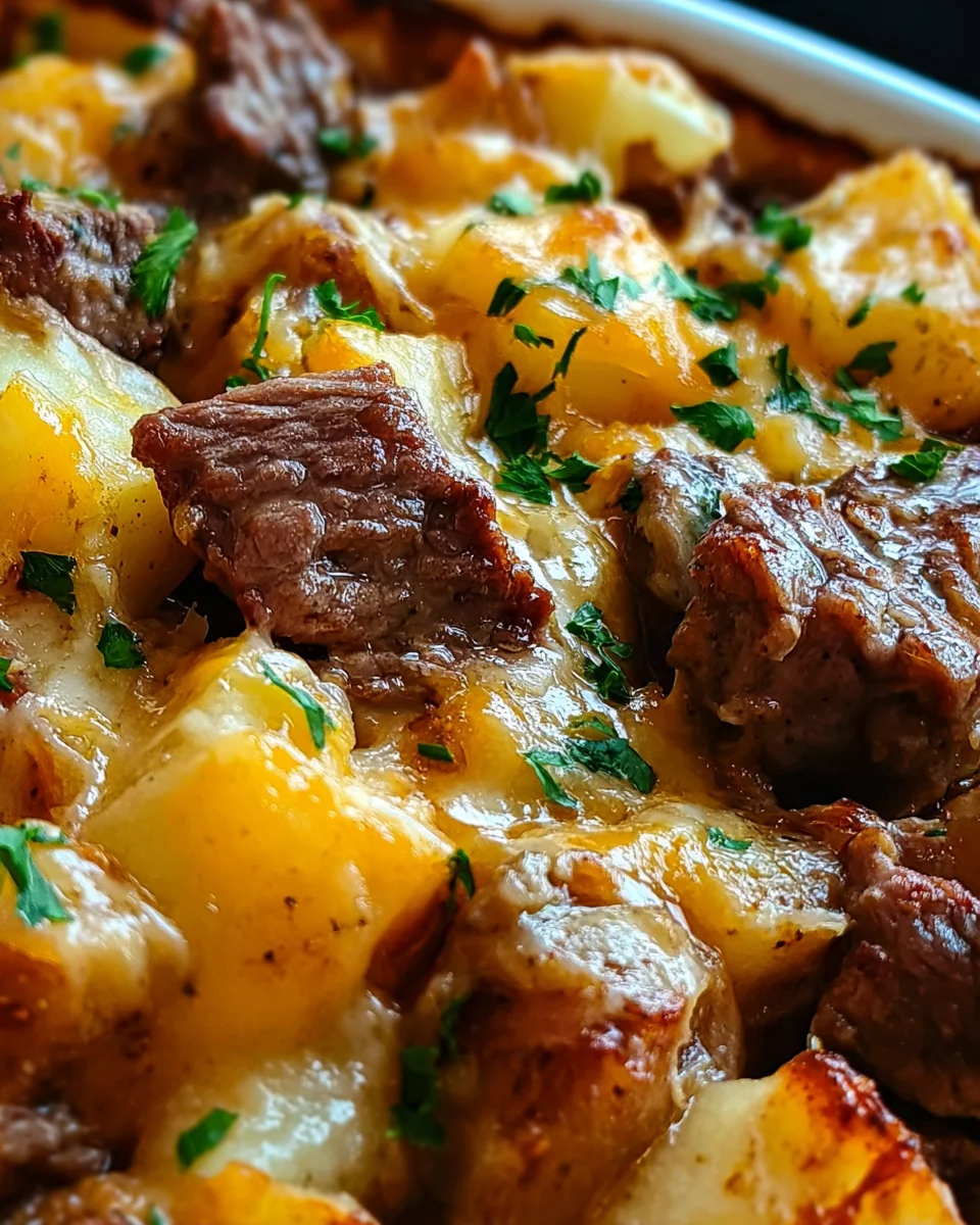 Crockpot Loaded Steak and Potato Bake Recipe