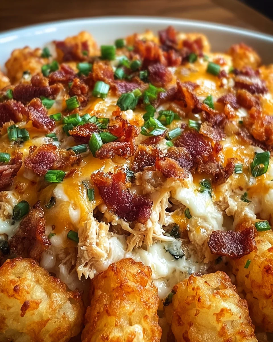 Easy Chicken Bacon Ranch Tater Tot Casserole