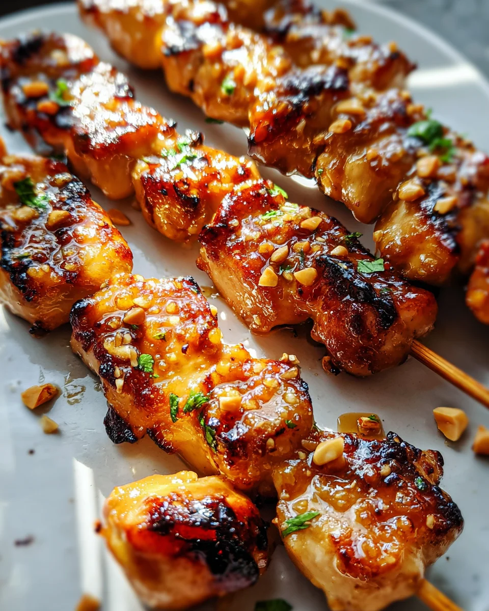 Easy Grilled Asian Chicken Skewers with Honey Garlic Sauce