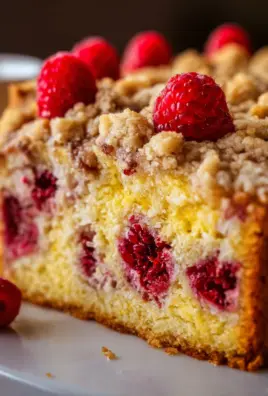 Easy Lemon Raspberry Cake with Crumb Topping