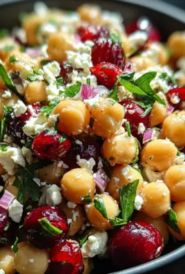 Feta & Cranberry Chickpeas with Lemon Vinaigrette
