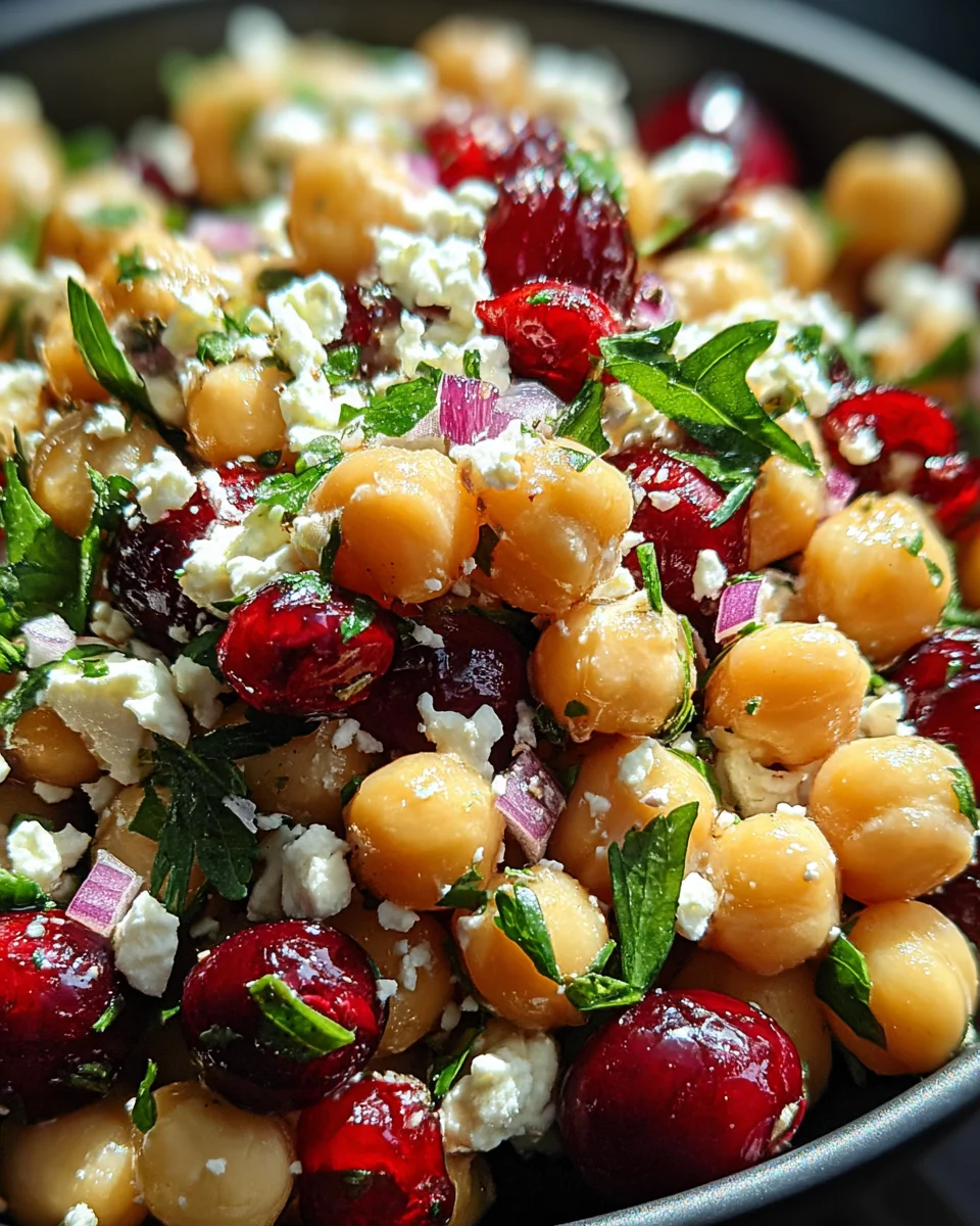 Feta & Cranberry Chickpeas with Lemon Vinaigrette