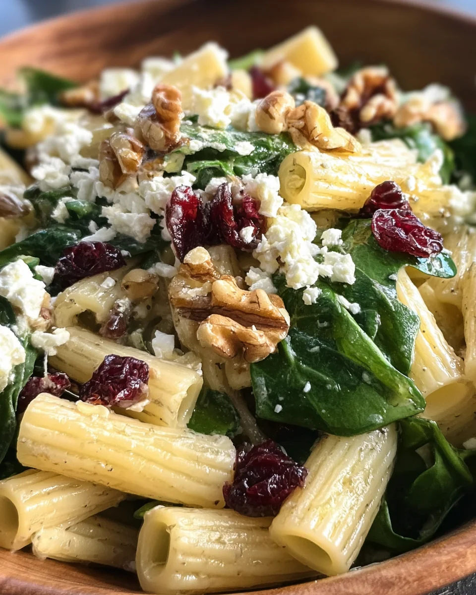 Feta & Cranberry Rigatoni Salad with Lemon Vinaigrette
