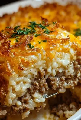 French Onion Ground Beef and Rice Casserole