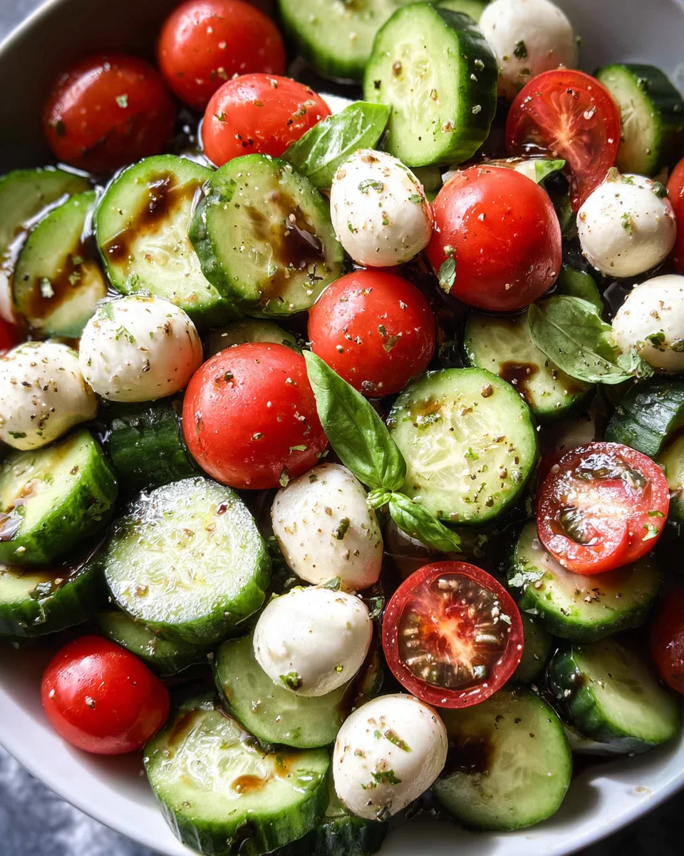 Fresh Cucumber Caprese Salad