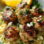 Greek Chicken Meatballs with Lemon Orzo