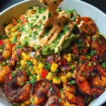 Grilled Shrimp Bowl with Avocado, Corn Salsa & Creamy Sauce 38 Grilled Shrimp Bowl with Avocado, Corn Salsa & Creamy Sauce