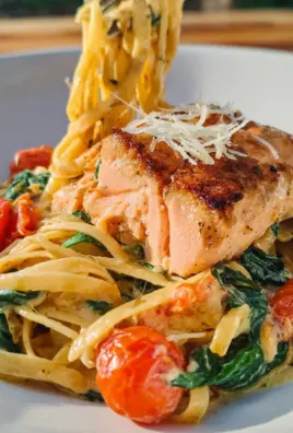 Healthy & Creamy Tuscan Salmon Pasta