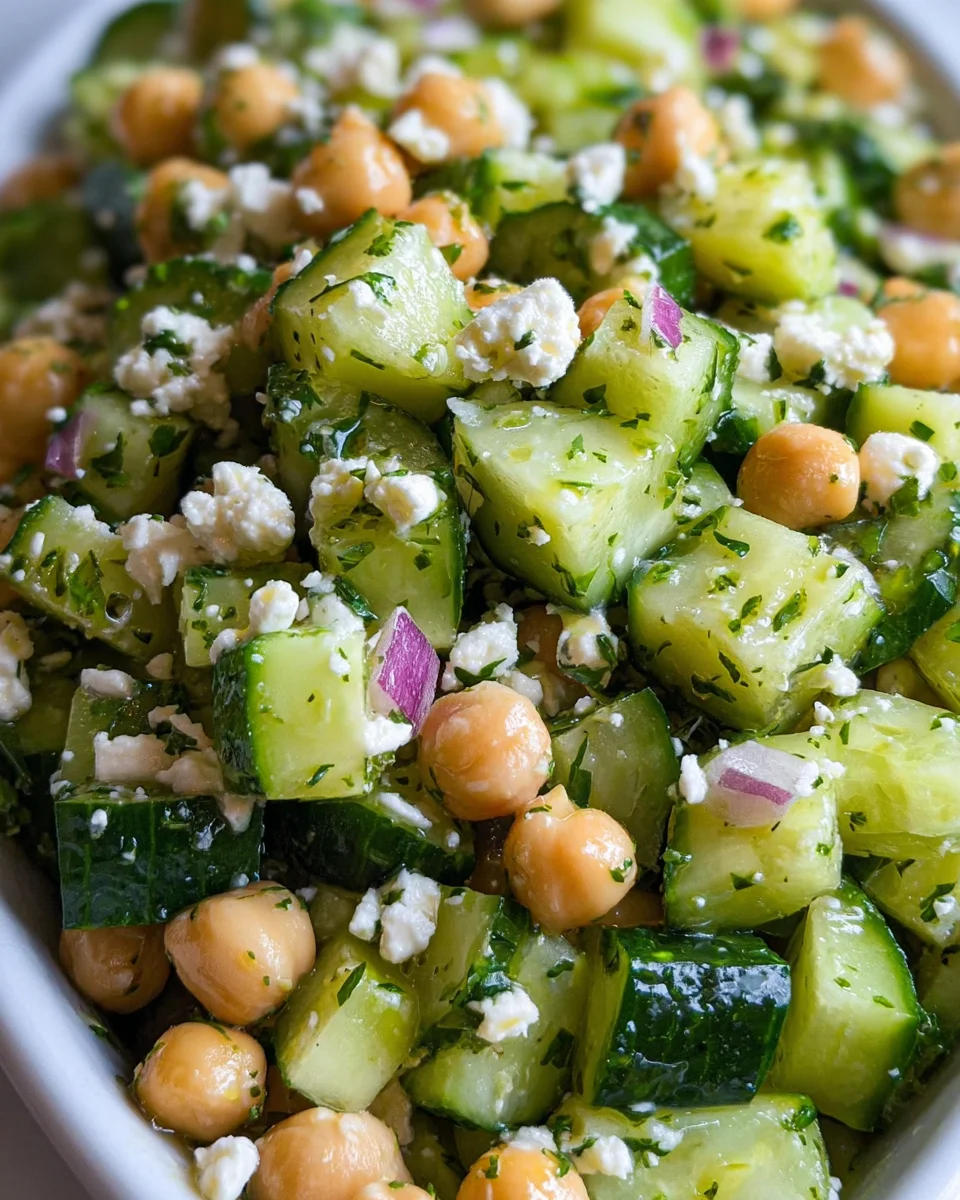 Herby Cucumber Salad with Feta and Chickpeas 20 Herby