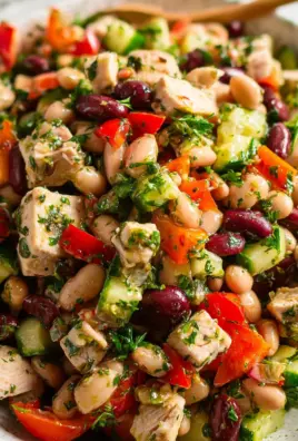 High-Protein Dense Bean Salad with Chicken