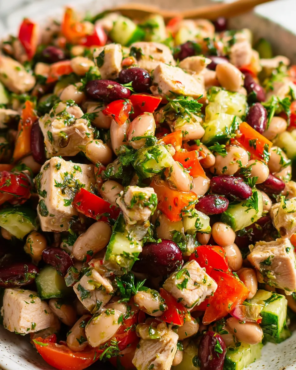 High-Protein Dense Bean Salad with Chicken