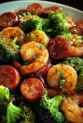 Honey Garlic Shrimp, Sausage, and Broccoli