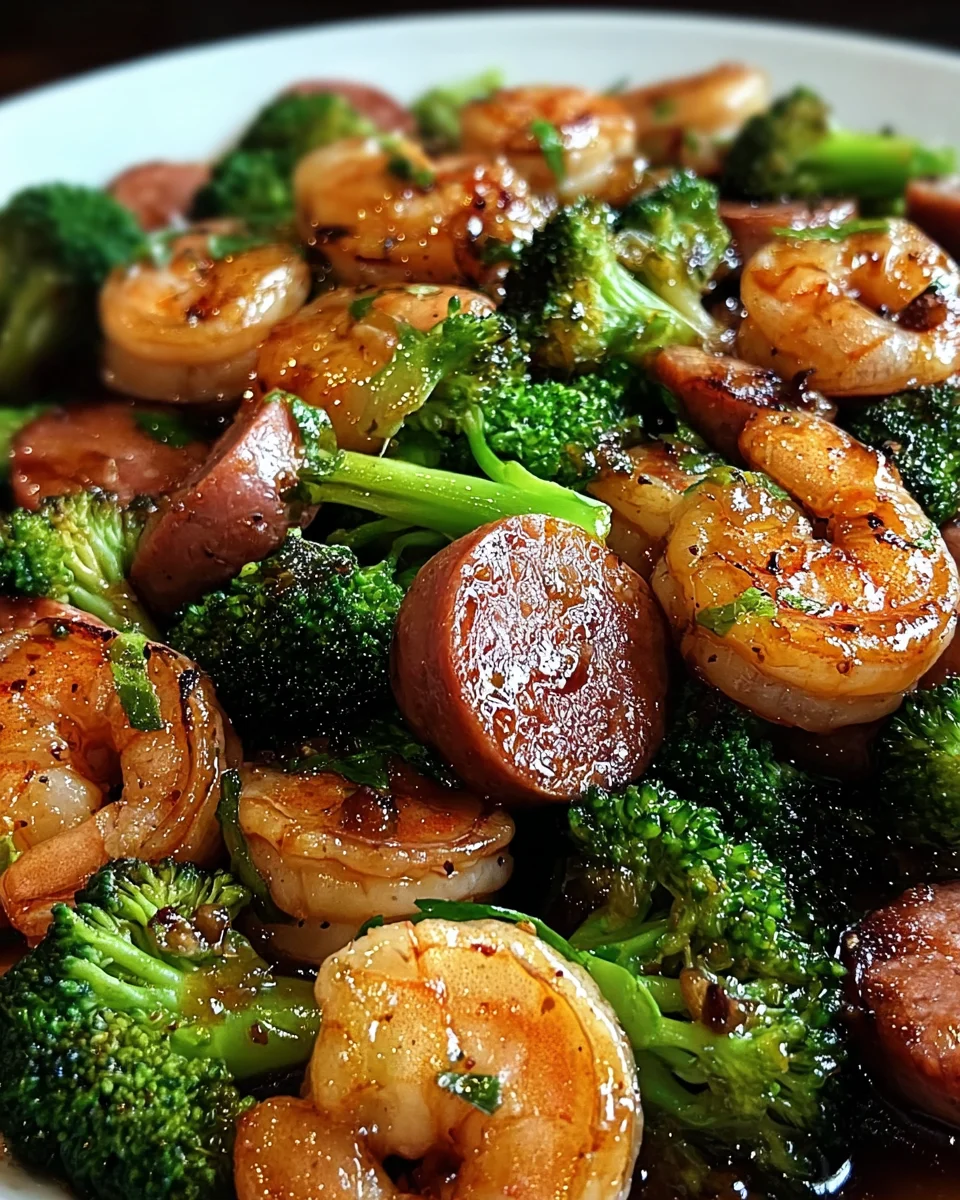 Honey Garlic Shrimp, Sausage, and Broccoli 24 Honey