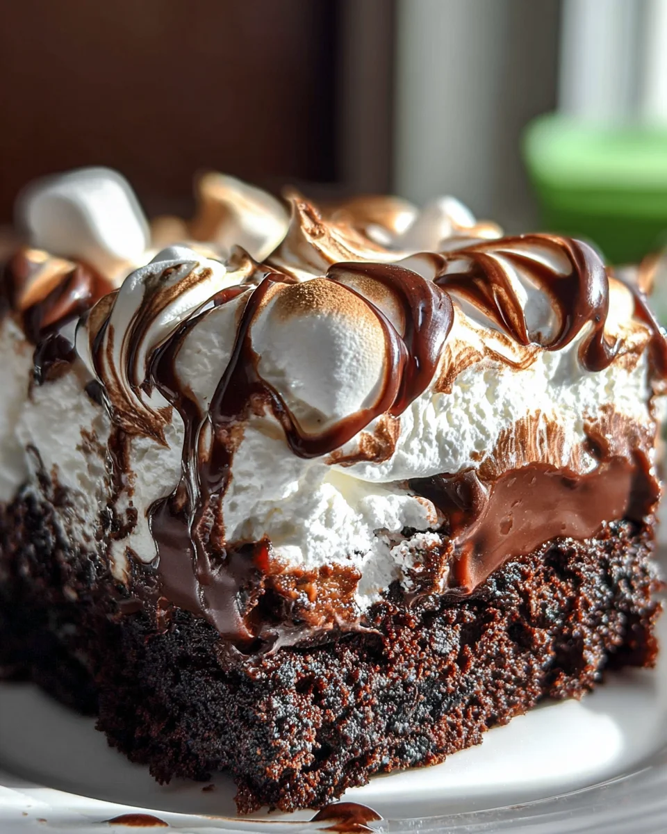 Marshmallow Chocolate Poke Cake