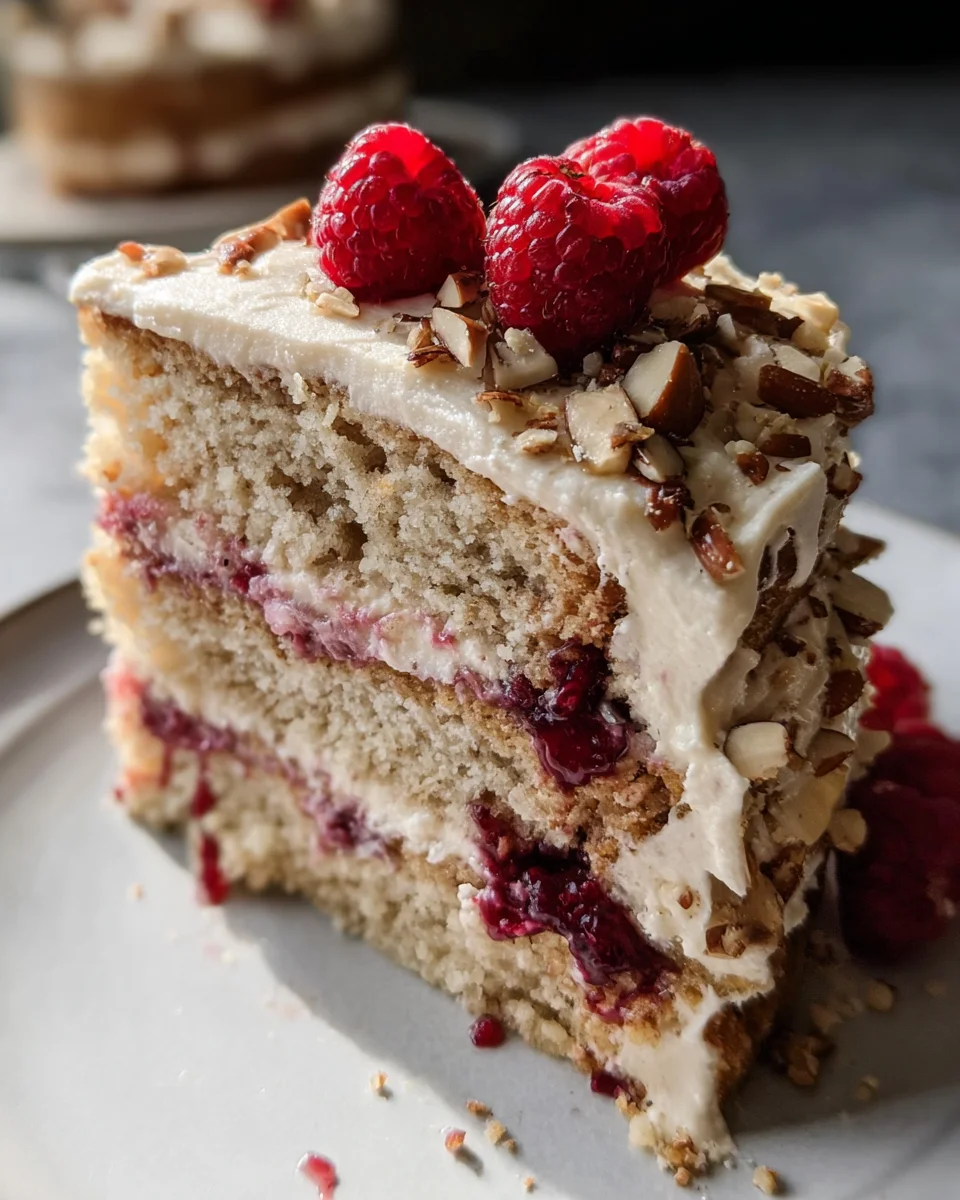 One Bowl Vegan Almond Raspberry Cake with Cream Cheese Frosting 27 One