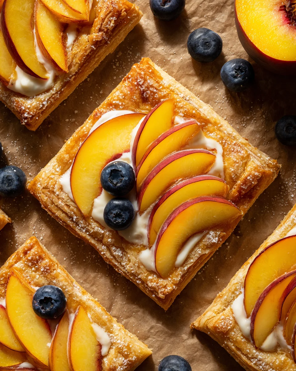Peaches and Cream Puff Pastry Tart