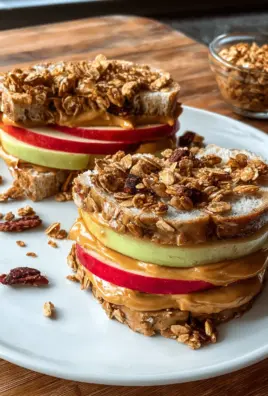 Peanut Butter Apple Sandwiches with Granola