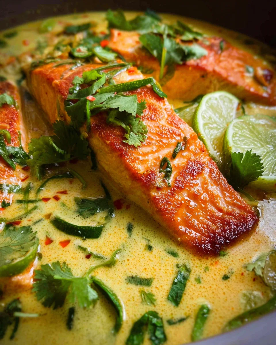 Poached Salmon in Coconut Lime Sauce