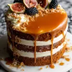 Pumpkin Cake with Cream Cheese Frosting and Salted Caramel Drizzle