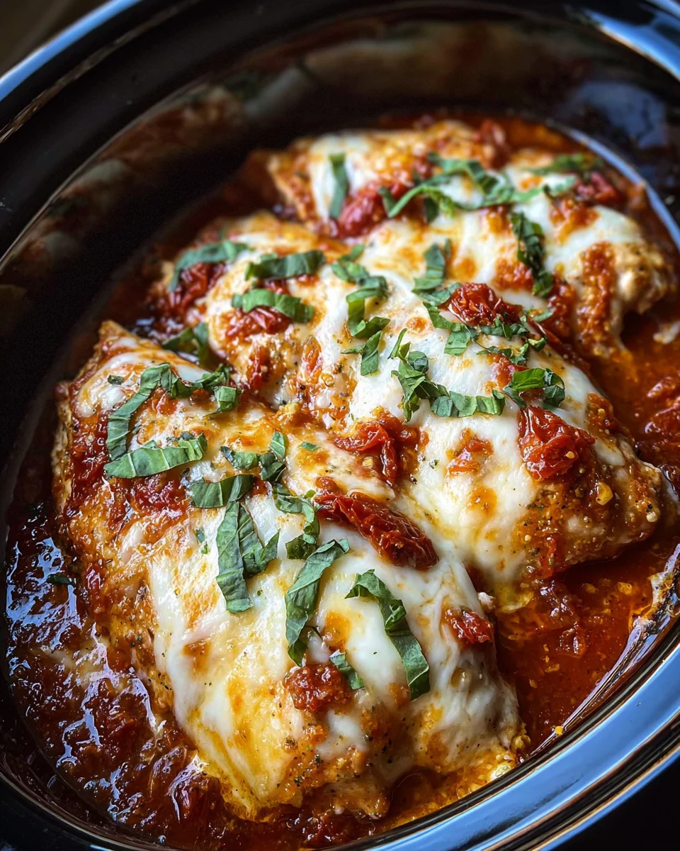 Slow Cooker Cheesy Mozzarella Chicken