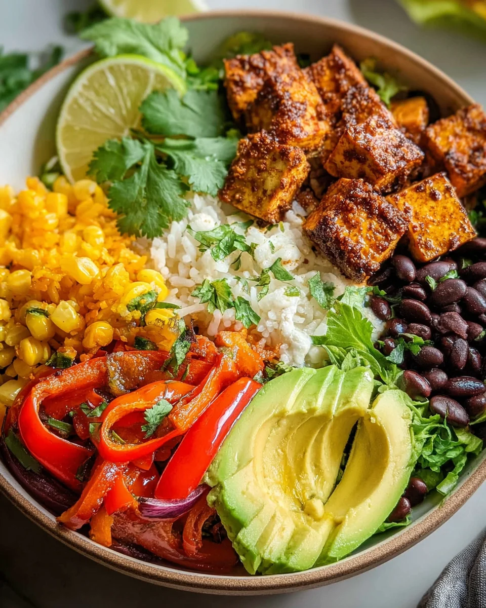 Spicy Baked Tofu Burrito Bowl