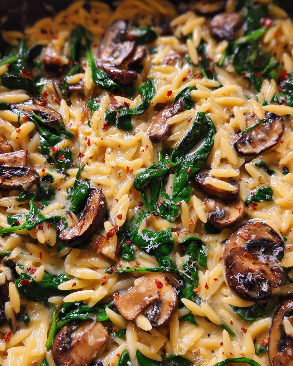Spinach Mushroom Orzo