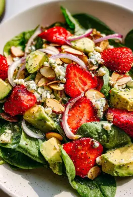 Strawberry Avocado Spinach Salad with Poppyseed Dressing