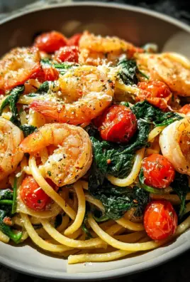 Tomato Spinach Shrimp Pasta
