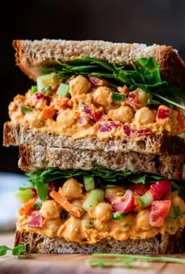 Vegan Buffalo Chickpea Salad Sandwich